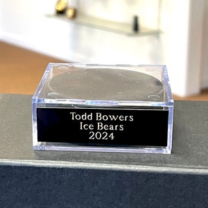 Hockey Puck Display Case, with name plate | Game Puck display, autographed puck display | [Hockey Puck Not Included]