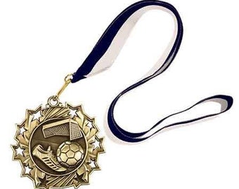 Soccer Medallion With Ribbon and Free Engraving