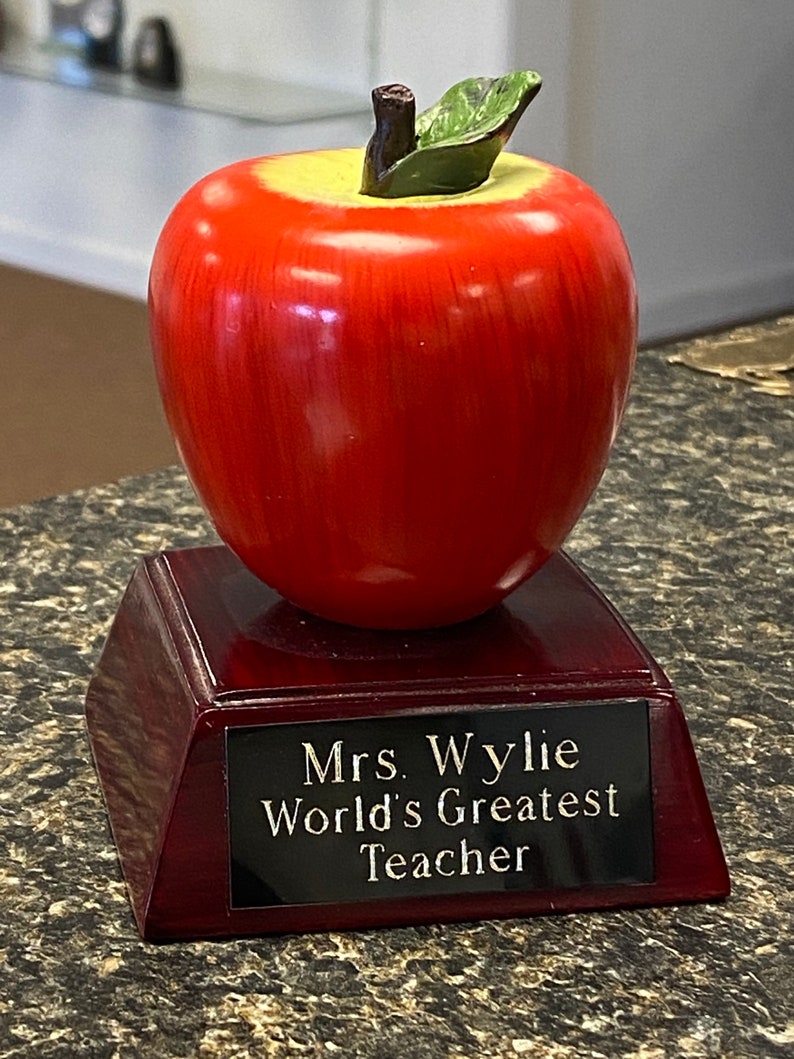 Teacher Gift End of Year Gift Apple Teacher Appreciation Paperweight Principal Student Teacher Best Teacher Trophy image 3