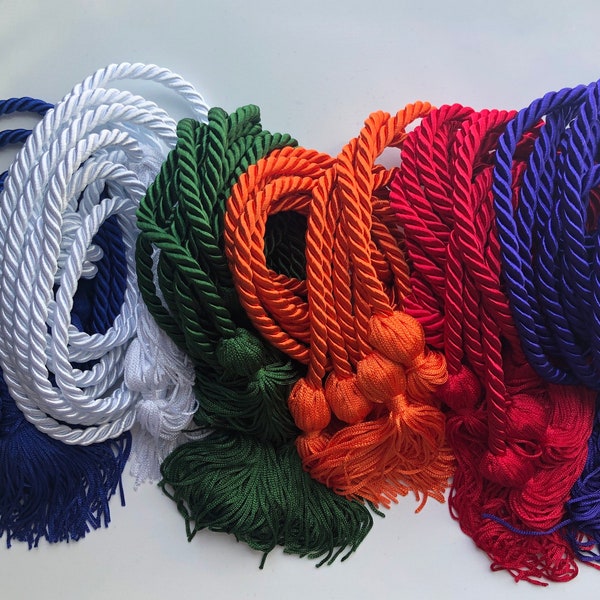 Graduation Honor Cord | (SET of 1 OR 2) | Honor Society Cord | White Red Orange Green Royal Blue Purple Gold