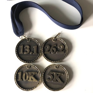Race Medallion With Ribbon and Free Engraving | Half Marathon| Marathon | 10K | 5k | 26.2 | 13.1