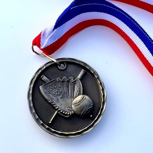 Baseball or Softball 3D Medallion | Ribbon and Engraving Included | Medal | Trophy | Award