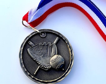 Baseball or Softball 3D Medallion | Ribbon and Engraving Included | Medal | Trophy | Award