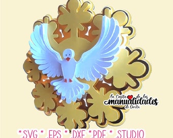 cake topper baptism, Holy Spirit, first communion, sacrament of confirmation, .SVG, .eps, .dxf, .studio and PDF template and guide