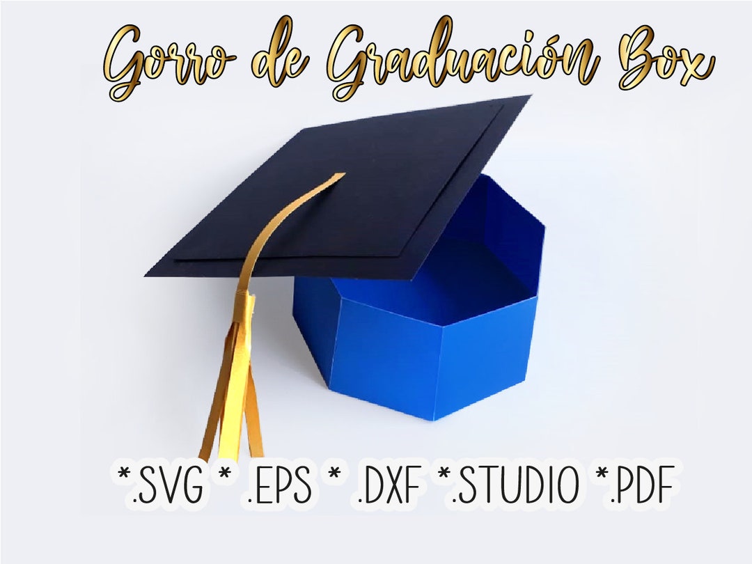 Graduation Box Dxf Graduation Cap Gift Box Template SVG .studio .dxf .eps + PDF Guide ...