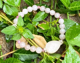 Pink Heart healing bracelet - Pink Tourmaline, Pink Moonstone, Morganite
