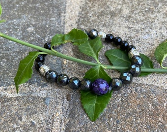 Empath Protection Bracelet - Reiki Infused - Hematite, Black Tourmaline, Charoite
