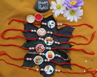 UtsaWe Rakhi | FOOD RAKHI - for the Hungry brothers + Roli & Chaval | Rakhi set | Designer Rakhi | Multi Color Rakhi | Rakhee | Food Rakhdi