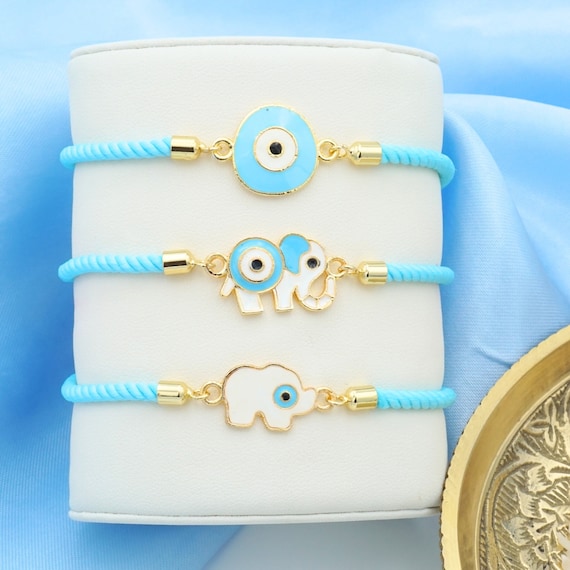 UtseWe Evil Eye Bracelet Rakhi | Stylish Rakhi for Good Luck & Protection | Comfortable, Easy-to-Wear Design