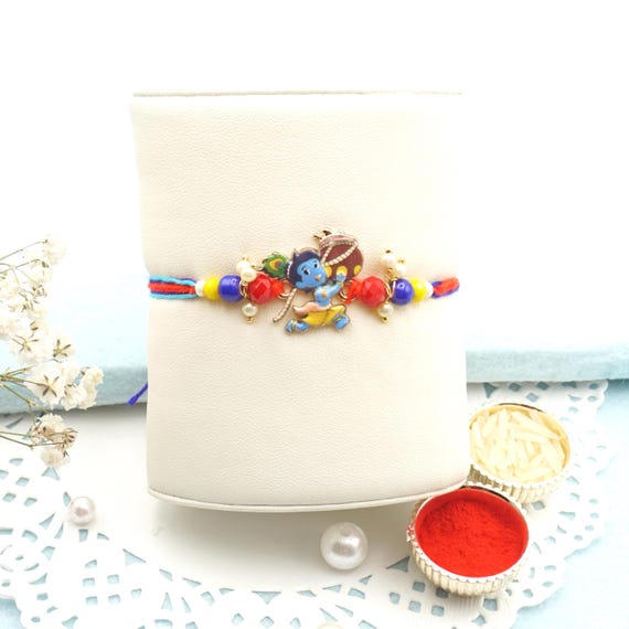 UtseWe Krishna Rakhi | Divine Bal Gopal Rakhi for Little Brother, Roli & Chaval