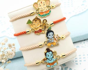 UtseWe Divine Rakhi Bracelet | Adjustable Cord Bracelet | Includes Roli Chawal