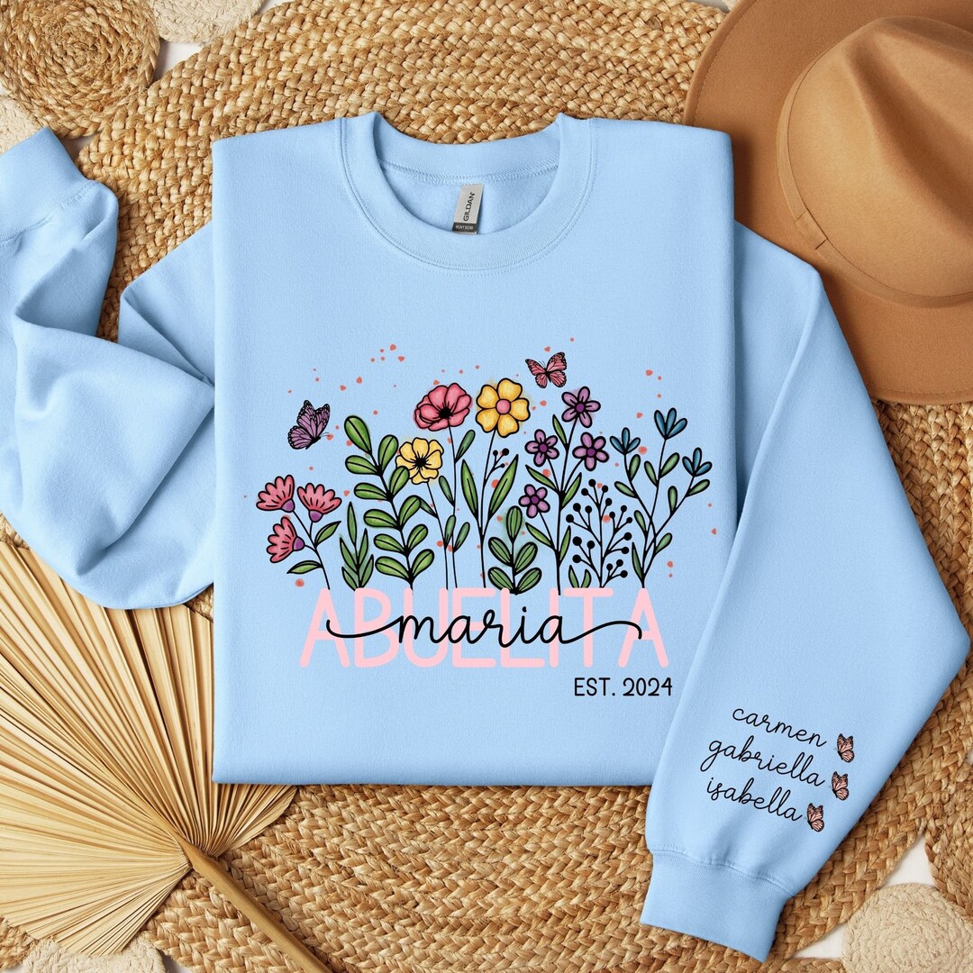 Custom Floral Abuelita Sweatshirt | Abuela Personalized Sweater, Floral ...
