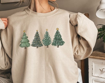 Christmas Tree Sweatshirt, Classic Christmas Sweatshirt, Christmas gift for her, Holiday Tree Sweatshirt, Minimalist Christmas Sweatshirt