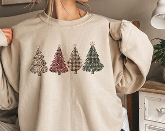 Christmas Tree Sweatshirt, Classic Christmas Sweatshirt, Christmas gift for her, Holiday Tree Sweatshirt, Minimalist Christmas Sweatshirt