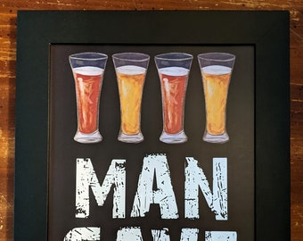 Beer Glasses Framed Man Cave Plaque