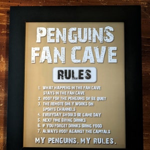 Penguins Hockey Framed Fan Cave Plaque