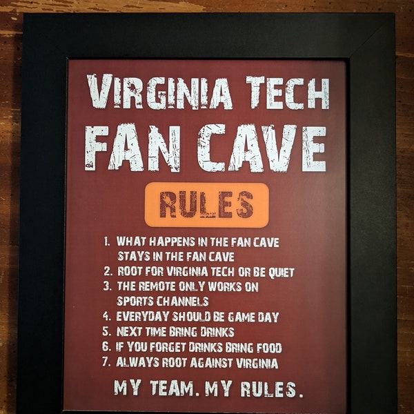 Virginia Tech Football Framed Fan Cave Plaque