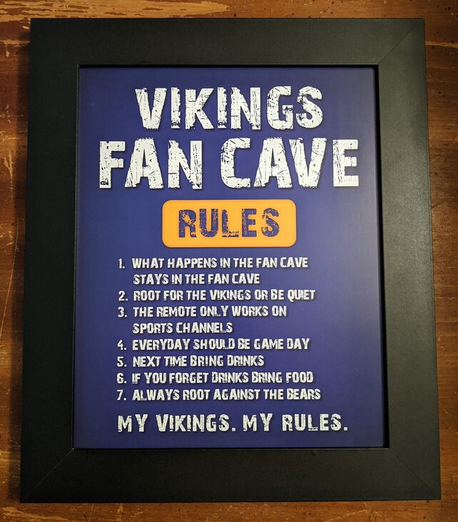 Vikings Football Framed Fan Cave Plaque