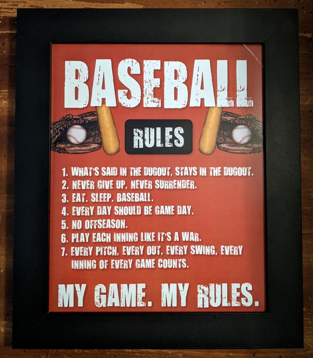 Baseball Rules Framed Fan Cave Plaque - Etsy