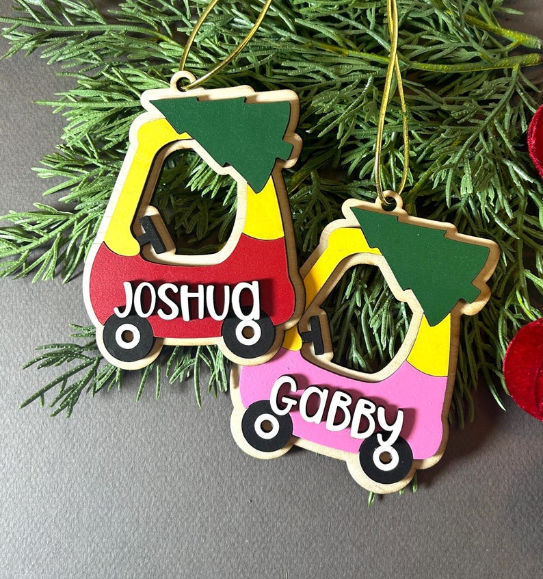 Personalized Adorable Coupe Car Ornaments Childrens Keepsake Yearly