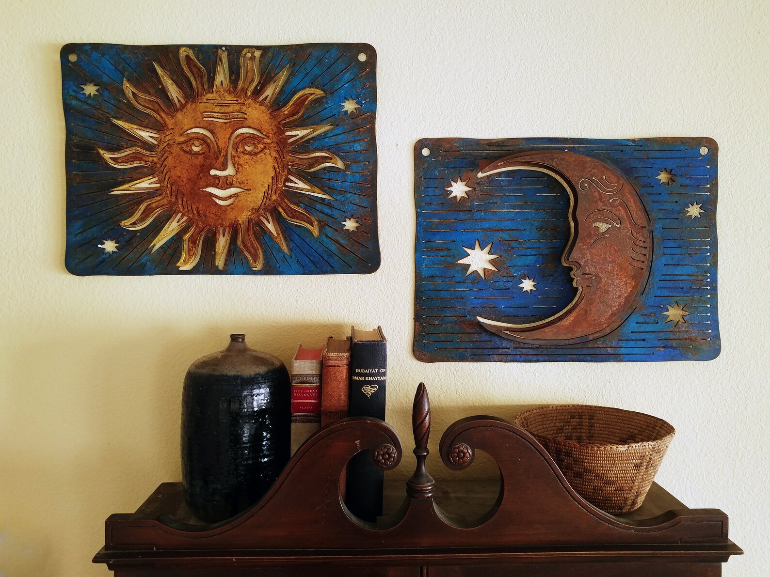Sun Metal Wall Art Rust and Paint Finish Etsy