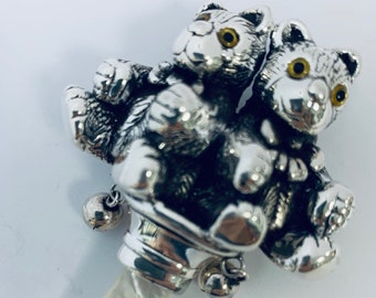 Sterling Silver Teddy Bear Rattle