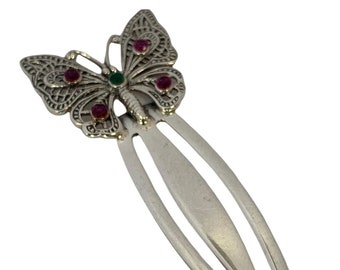 Sterling Silver Butterfly Bookmark with Gem Stones