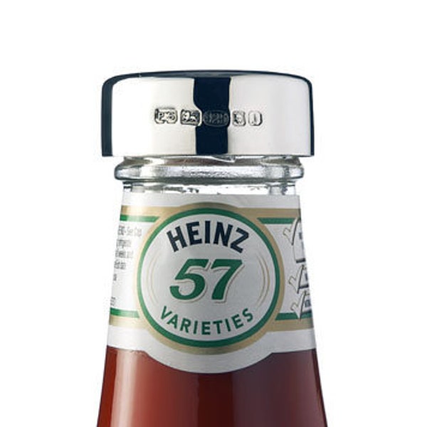 Couvercle de ketchup Heinz en argent sterling / dessus de sauce tomate