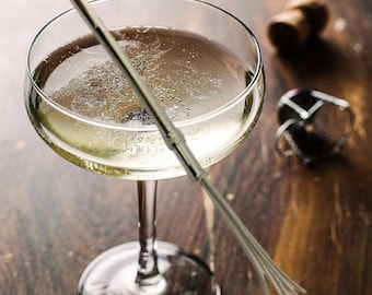 Solid Silver Retractable Silver Swizzle Stick / Cocktail Stirrer