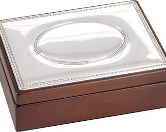 Solid Silver & Mahogany Jewellery Box