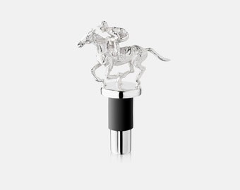 Silver Plated Race Horse with Jockey Bottle Stopper