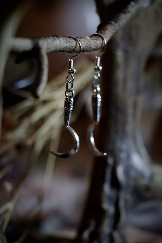 Herbalist Scythe Earrings Witch's Sickle Herbalism