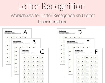 Werkbladen voor letterherkenning, werkbladen voor het leren van alfabetten, voorschools alfabet, letterdiscriminatie, OT-werkblad, zoek de letter