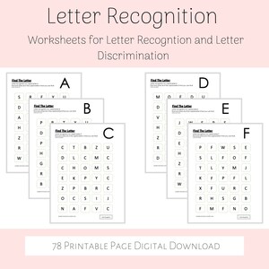 Hojas de trabajo de reconocimiento de letras, Hojas de trabajo de aprendizaje del alfabeto, Alfabeto preescolar, Discriminación de letras, Hoja de trabajo OT, Encontrar la letra