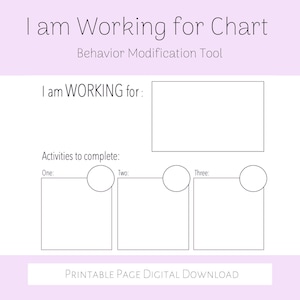 I Am Working for Chart, Behavior Modification Chart, Reward Chart ...