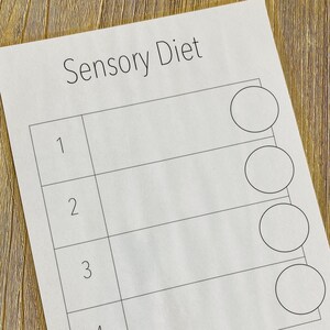Sensory Diet Chart, Sensory Activities Tracking Sheet, Sensory Diet Daily Use Log, Self-Regulation Tool, Printable Sensory Activities Sheet