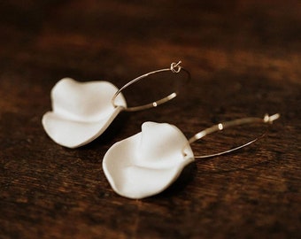 FLORI | Handmade Polymer Clay Earrings - Wedding Jewellery - Dangle Earrings - Hoop Earrings - Gifts for Women - Bridal Earrings - Petals