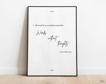 Hamlet Minimalist Quote Art | Words Without Thoughts | PRINTABLE William Shakespeare Instant Download | Inspirational Prayer Text Print