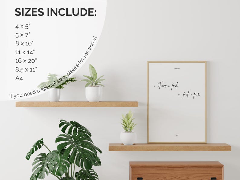 Weird Sisters Quote Print | Fair is Foul | PRINTABLE Shakespeare ...