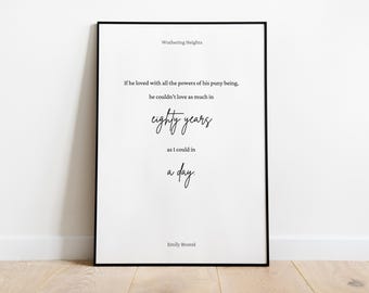 Emily Brontë Quote Art | PRINTABLE Heathcliff Print | Wuthering Heights Minimalist Poster | Romance Reader Modern Decor | Victorian Poetry