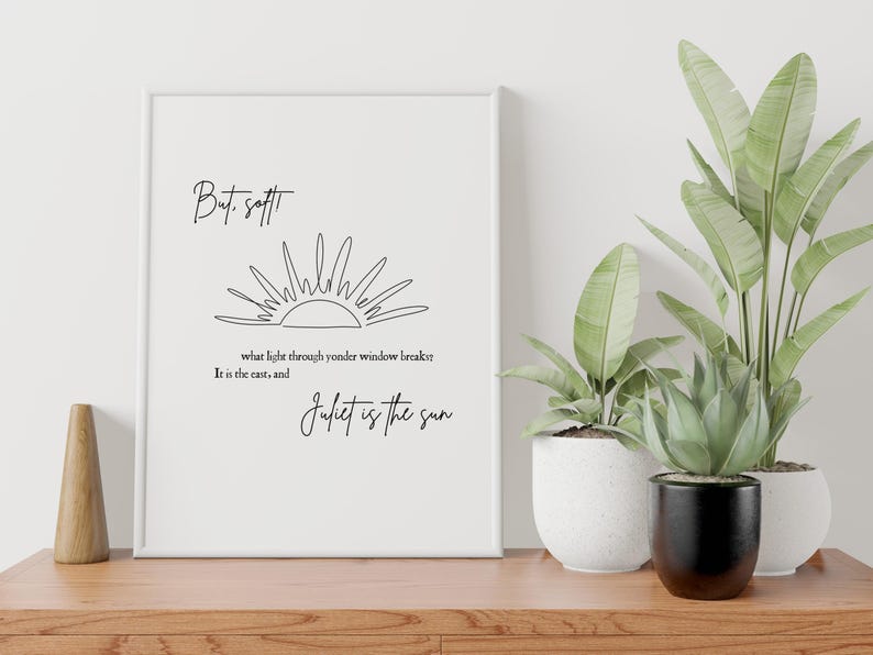 Romeo and Juliet Sun Line Drawing | PRINTABLE William Shakespeare ...