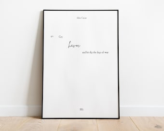 Mark Antony Minimalist Quote Print | Cry havoc and let slip the dogs of war | PRINTABLE Shakespeare Digital Print | Julius Caesar Aesthetic