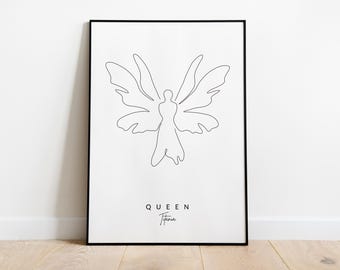 Queen Titania Fairy Line Drawing | PRINTABLE Midsummer Night's Dream Art | Shakespeare Faerie Digital Print | Theater Class Poster | Oberon