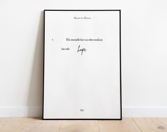 Measure for Measure Book Page Art | PRINTABLE Shakespeare Instant Download | "But only hope" | Black and White Simple Print | Calligraphy