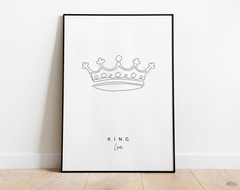 King Lear Crown Line Drawing | Shakespeare PRINTABLE Contemporary Art | Tragedy Instant Download | Literary Wall Decor | Theater Play Decor
