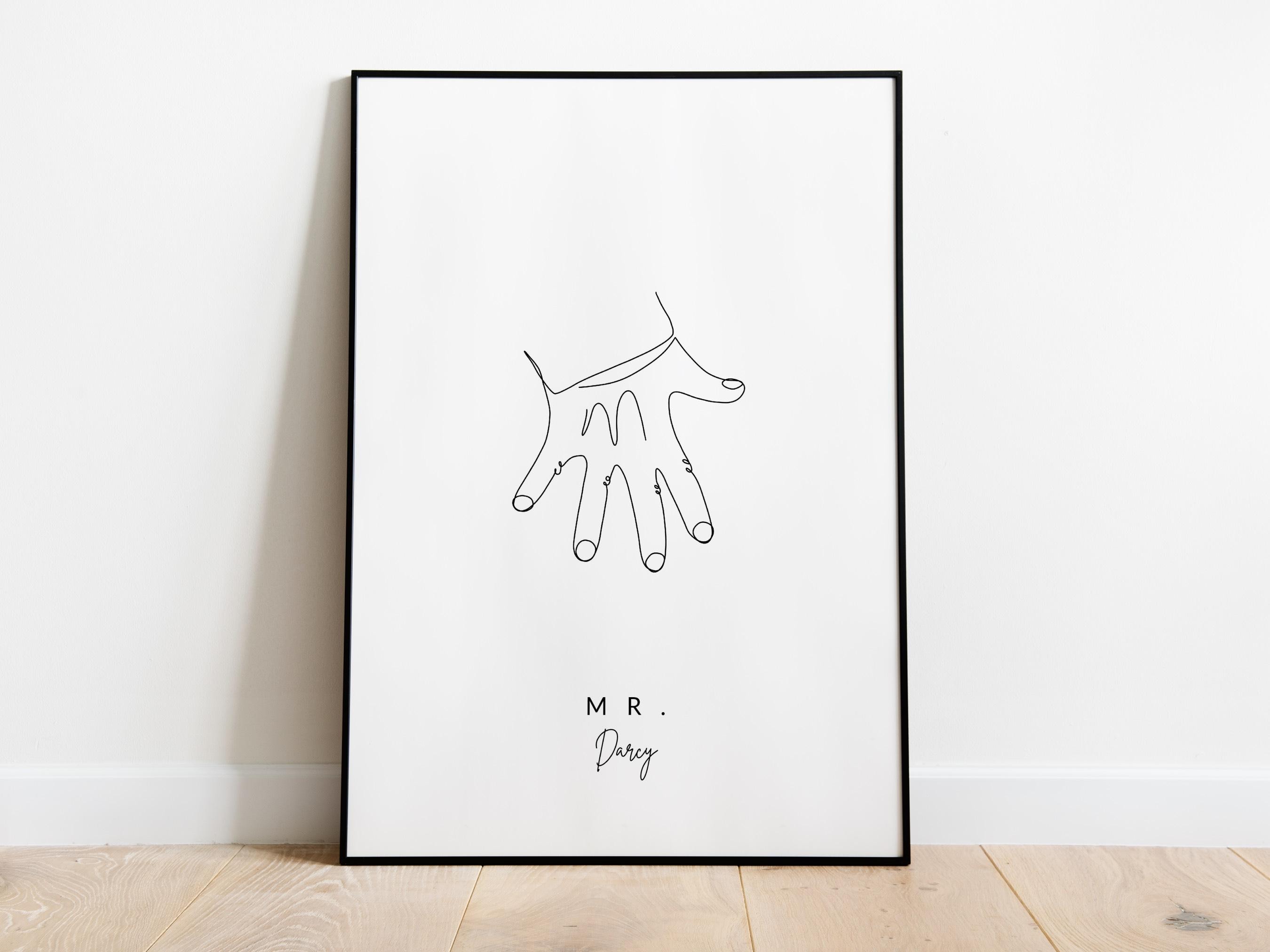 Mr. Darcy's Hand Flex Line Drawing | PRINTABLE Jane Austen Instant