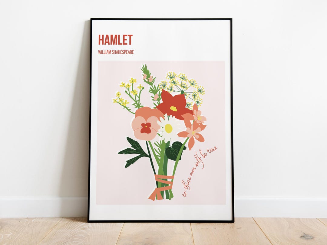 Ophelia's Flowers Bouquet Poster | Peach | Hamlet Hand-drawn Art ...