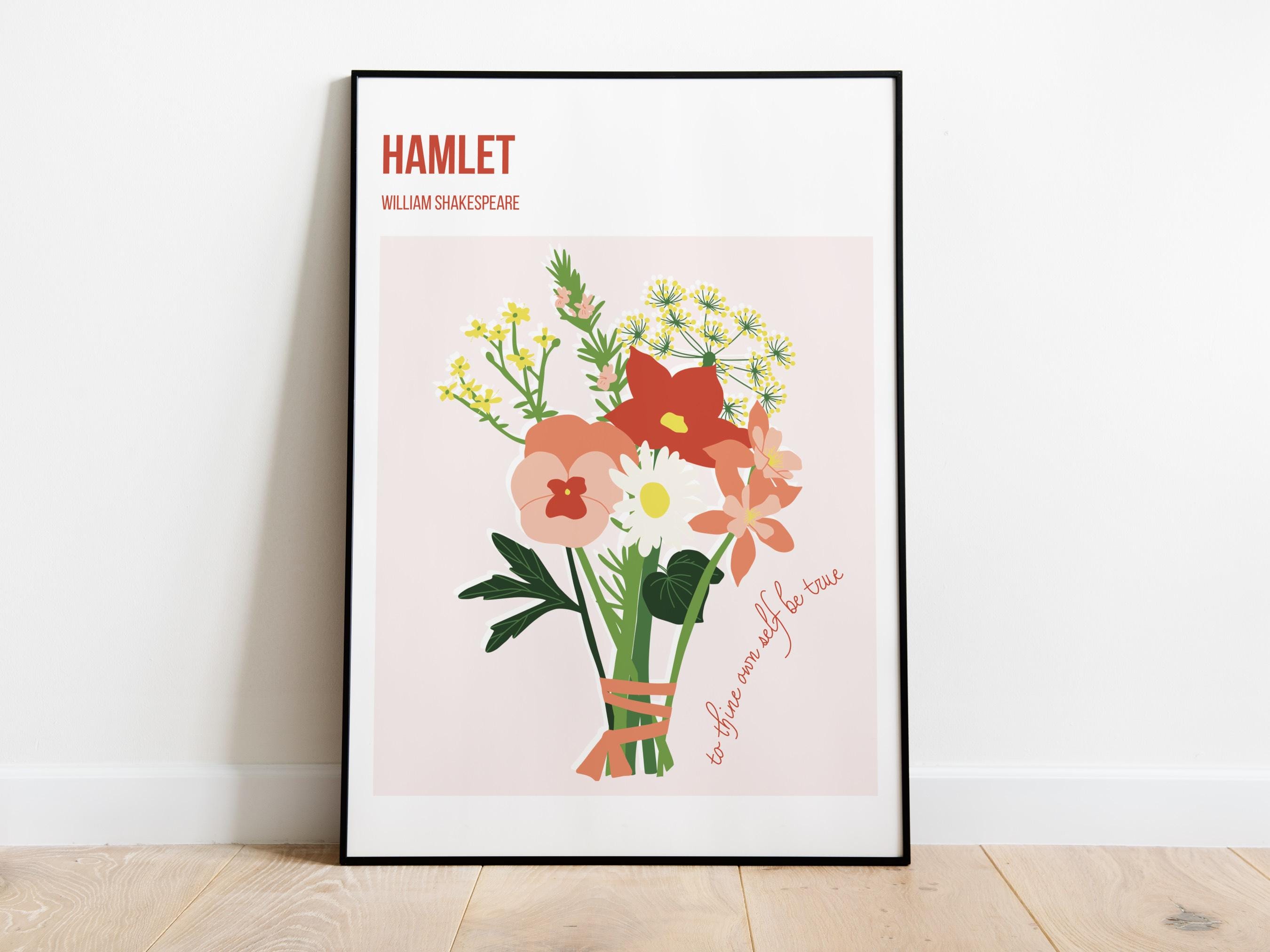 Ophelia's Flowers Bouquet Poster | Peach | Hamlet Hand-drawn Art