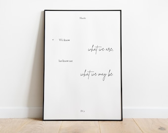 Hamlet Book Page Art | We Know Not What We May Be | PRINTABLE William Shakespeare Digital Print | Boho Ophelia Inspirational Wall Decor