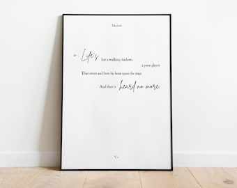Macbeth Quote Print | Life's but a walking shadow | PRINTABLE Shakespeare Digital Art | Scottish Play Poster | Dark Academia Library